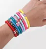 Braccialetti con ciondoli 12PCS Set Bohemian 6mm Heishi Bracciale in ceramica morbida da donna Gioielli fatti a mano colorati Femme Beach45801411227074