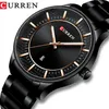 Curren Top Brand Man Watches Clock Man Fashion Quartz Watches Men Business Steel Wristwatch med Date Classic Black Male215Z