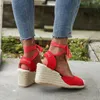 Femmes compensées Espadrilles sandales été bride à la cheville gladiateur Sandalias femme grande taille chanvre bas chaussures décontractées 240110