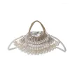 Evening Bags Pearl Hollow Tube Beaded Fan-shaped Women's Clutch Woven Bag Handbag Women Bolso Mujer Bolsa Feminina Bolsas Purses