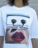 Frankreich Paris Blazing rote Lippen Porträt gedrucktes T-Shirt Luxus Mode High Street Sl P Männer Paar Casual T-Shirts Sommer Frühling Baumwolle y Tshirt
