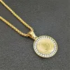 Hip Hop Iced Out San Benito Heilige Medaille Anhänger Goldene Farbe 14k Gelbgold Kette Jesus Halskette Religiöser Schmuck Geschenk