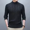 Autumn Winter Men Thicken Mock Neck Sweaters Korean Fashion Casual Long Sleeve Male Clothes Slim Bottoming Knitted Pullovers 240111