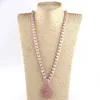 Moda boêmia jóias acessório multi contas de pedra atada rosa dorp charme pingente colares para festival 240111