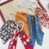 12pcs kızlar Yaz Elastik Yay Scrunchies Çiçek Baskı At kuyruğu Eşarp Saç Bağları Aksesuarlar Uzun Kurdele Saç Bantları BJ