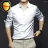 Men's Dress Shirts Shirt Fashion Non-ironing Wrinkle Resistant Business Formal Clothing Man High End Professional Casual Ice Silk