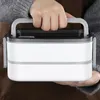 Mehrschichtige, beheizte, wasserisolierte Lunchbox aus Edelstahl 304, versiegelte Box, Doppelrahmen-Lunchbox, tragbare Mikrowellen-Lunchbox 240111