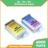 2024 새로운 디자인 전자 담배 6000 퍼프 퍼즈 일회용 vape bar mesh coil prefilled vaper 장치 1500mah 배터리 비 충전용 펜 10 맛 선택