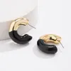 Stud Earrings Kshmir Vintage Metal Drip Glaze Enamel C-shaped For Women Girls Simple Temperament Fashion Jewelry Gift