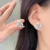 Stud Earrings Charm Flower Moissanite Diamond Earring For Women Bridal Real 925 Sterling Silver Jewelry Engagement Wedding