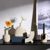 Ceramic Vase Nordic Home Decor Room Decoration Candle Holder Flower Pot Desktop Art Vases Drop 240110