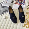 Designers lp platt skor mjuk botten loro casual sko kvinnor män loafers sommar loafer skor promenad höst vår läder high-end metall spänne bekväm klänning sko