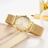 WWOOR marque de luxe robe montre en or dames élégant diamant petites montres à Quartz pour femmes en acier maille horloge zegarek damski 240110