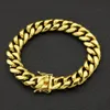 Top Quality Stainless Steel Curb Cuban Chain Dragon Clasp Lock Men Bracelet Fashion Hip hop Bangles Rocker Jewelry 8/10/12/14mm 240110