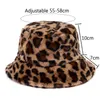 Moda nova feminina balde chapéu retro primavera outono leopardo impressão falso pelúcia senhoras sol veludo peludo feminino pescador panamá 230920