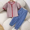 Kläder sätter sommar baby flickor kostym för barn kläder kort ärm skjorta jeans barn kläder tonåringar kostymer 4 6 7 8 10 12 år