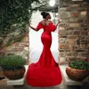 Party Dresses Aso Ebi Prom Off The Shoulder Beads Pearls Mermaid Evening Dress Long Train Black Girls Gowns