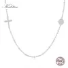 Hängen Kaletine Luxury Brand 925 Sterling Silver Cross Necklace For Women Micro Zircon Christian Jewelry Charm Evil Eye Halsband 2019