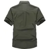 Mode chemises décontractées en coton été hommes grande taille ample Baggy à manches courtes col rabattu Style militaire vêtements masculins 240111