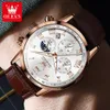 OLEVS quartz horloge voor heren chronograaf datumklok Moonswatch 41 mm grote wijzerplaat heren waterdicht maanfase manpolshorloge 240110