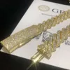 2024 Bijoux Hip Hop personnalisé Collier cubain Mousons S925 STERLING PLATED 14K Gold Full Set Mousaint Diamond Cuban chaîne