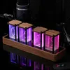 Nixie Tube Clock Colorful LED Digital table Clock USB Powered Alarm Clock Large Display Clock for Bedroom desk decoration 240110