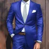 Men's Suits Royal Blue Groom Tuxedos 2 Piece Slim Fit Mens Wedding Prom Party Blazers Casual Man Tailor Made Bridegroom Suit Jacket Pants