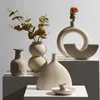 Ceramic Vase Nordic Home Decor Room Decoration Candle Holder Flower Pot Desktop Art Vases Drop 240110