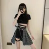 Vrouwelijke Punk Rok Gothic Stijl Plaid Onregelmatige Rokken Vrouwen Asymmetrische Hoge Taille Geplooide Mini sexy rok voor sex 240110