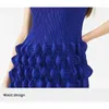 Casual jurken GGHK dames mouwloze blauwe bubbelrok vestidos elegantes feminino luxe ontwerp elegante jurk gala vrouw herfst