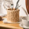 Brushes New Japanese Style Creative Rattan Pen Holder Kitchen Tool Knife and Fork Student Office Desktop Makeup Brush Storage Baskets