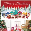 Party Decoration Bunting Flag Christmas Hanging Festive Santa Claus Snowman Elk Backdrop For Home Decor Reusable Xmas Ornaments Noel