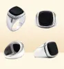 925 Sterling Silver Black Signet Ring For Men Square Agate Aqeeq Rings Turkish Men039s Fashion Jewelry Wedding Anniversary Gift4244923