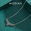 Conjuntos Modian de Plata de Ley 925, gota geométrica, collar de circonia negra, colgante, anillo Punk de moda para mujeres, conjuntos de joyería, regalos de fiesta