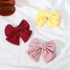 Hårtillbehör 12st/Set Solid Grosgrain Ribbon Bows Clip Boutique for Girls Hairgrips Headwear Kids Gift