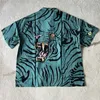 Mäns casual skjortor män klänning skjortor blå tiger tryck wao maria skjorta män kvinnor hawaiian skjortor topp tee kort sleeveyolq