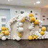 Party Decoration 108Pcs Yellow Balloons Garland Kit Mustard Sand White Pastel Ballons For Birthday Baby Shower Gender Reveal Deco