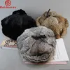 Casquettes Casquettes pour hommes chaud naturel fourrure de lapin Bomber chapeau avec oreillettes hiver offre spéciale hommes chaud russe Ushanka chapeau réel lapin fourrure chapeaux