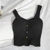 Top Pearl Diary Canotte estive da donna in maglia a coste larghe Bottoni a cuore Reggiseno staccabile sul davanti Canotte sexy senza schienale per uscire