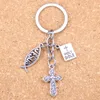 20 pièces mode bricolage porte-clés jésus croix livre sainte bible pendentifs hommes bijoux voiture porte-clés Souvenir pour cadeau 240110