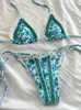 Kvinna Bikini Set Bikinis Sexig badkläder Kvinnor Baddräkt Lace Up Beachwear Print Baddräkter 240111