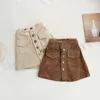 Rokken Baby Meisjes Corduroy Rok Kinderen Met Knopen Rokken Tieners Korte Jurk Met Zak 2024 Lente Herfst Ldren's Kleding Koreaanse Stylevaiduryb