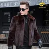 Осень-зима мужская шуба из искусственного норки с лацканами толстые теплые куртки модные мужские экологически чистые пальто из искусственного меха куртки L49 240110