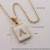 MHS.SUN – collier avec pendentif en forme de coquille rectangulaire, 26 lettres, mode femmes/hommes, bijoux en acier inoxydable, chaîne Alphabet, ras du cou, vente en gros