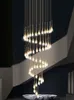 Luxury Crystal LED Chandeliers Long Staircase Hanging Lights for Living Room Lobby Creative Gold Indoor Luminaire Pendant Lamp