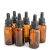 10ml 30ml 50ml 100ml Amber Glass Essential Oil Bottles Liquid Reagent Pipette Eye Dropper Bottle with Childproof Anti-theft Caps LL