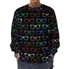 Herrtröjor hipster glasögon avslappnad tröjor färgglada glasögon haruku o hals vinter långärmad mode överdimensionerad hoodie gåva
