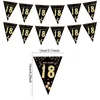 Decoração de festa 18 21 30 40 anos feliz aniversário papel banners decorações adulto preto ouro aniversário suprimentos po adereços