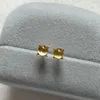 Orecchini a bottone in cristallo giallo trasparente per le donne Orecchini semplici in argento con mini perline alla moda nei gioielli da festa