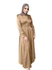 Ethnischer Kleidungsstil Abaya Muslimische Damenmode Kleid Sommer Elegant Satin Perlen